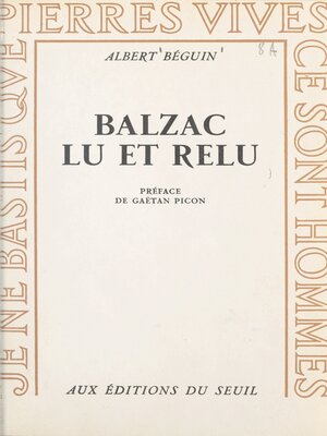 cover image of Balzac lu et relu